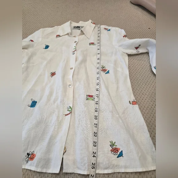 Women's RICHARD MALCOLM White 100% Irish Linen Shirt Size Small - Picture 4 of 12